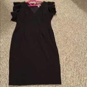 Women’s Black V-Neck, Short Sleeve Dress